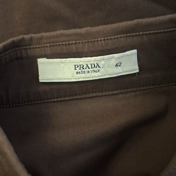 Prada brown Fitted Button Down Shirt with Notched Collar and 3/4 Sleeves - Picture 6 of 6